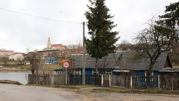 Небольшой синий домик по улице Счастного, 2 в Гродно стоит практически на самом берегу Немана - Sputnik Беларусь