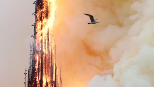 Пламя от пожара в соборе Парижской Богоматери - Sputnik Беларусь