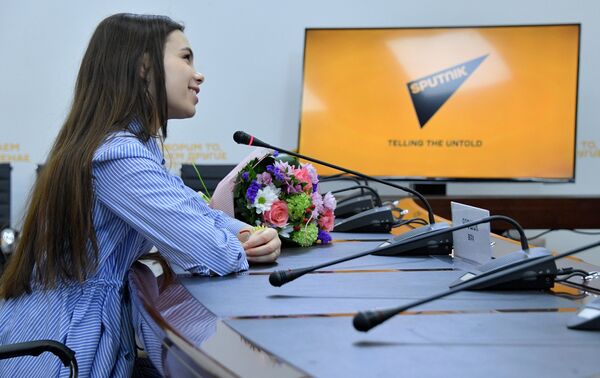 Вера Ярошик в пресс-центре Sputnik - Sputnik Беларусь