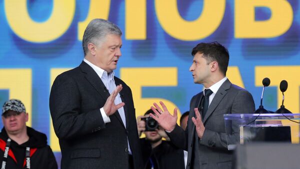 Действующий президент Украины Петр Порошенко и кандидат в президенты Владимир Зеленский - Sputnik Беларусь
