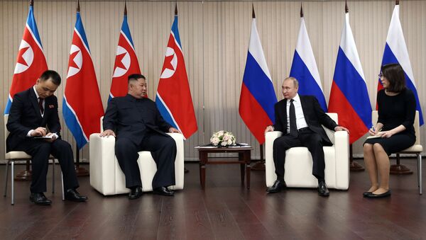 Президент РФ Владимир Путин встретился с лидером КНДР Ким Чен Ыном - Sputnik Беларусь