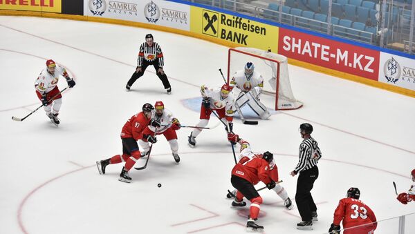 Сборная Беларуси играет со сборной Литвы на Чемпионате мира по хоккею - Sputnik Беларусь
