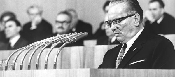 Выступление председателя Союза коммунистов Югославии Иосипа Броз Тито Выступление председателя Союза коммунистов Югославии Иосипа Броз Тито - Sputnik Беларусь