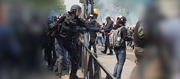 Kадры избиения журналистки МИА Россия Сегодня парижской полицией Kадры избиения журналистки МИА Россия Сегодня парижской полицией - Sputnik Беларусь