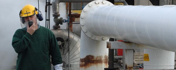 Инженер Венгерской нефтегазовой компании разговаривает по рации, проверяя нефтепровод Дружба - Sputnik Беларусь