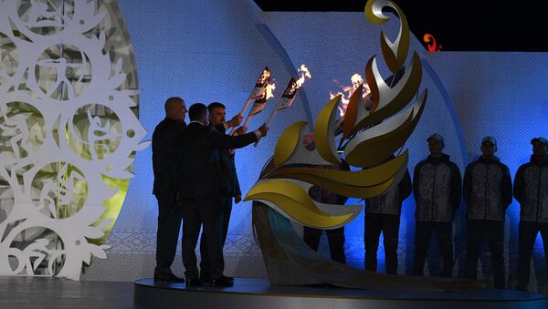 На Площади флага зажгли символический факел II Европейских игр - Sputnik Беларусь