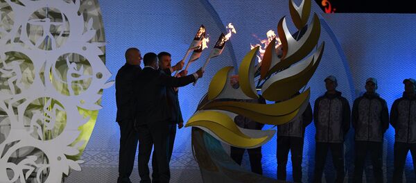 На Площади флага зажгли символический факел II Европейских игр - Sputnik Беларусь