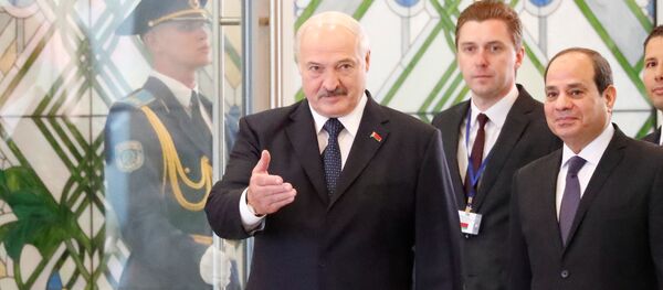 Прэзідэнт Беларусі Аляксандр Лукашэнка на сустрэчы з прэзідэнтам Егіпта Абдэль Фаттахов ас-Сісі, які знаходзіцца з афіцыйным візітам у Мінску Прэзідэнт Беларусі Аляксандр Лукашэнка на сустрэчы з прэзідэнтам Егіпта Абдэль Фаттахов ас-Сісі, які знаходзіцца з афіцыйным візітам у Мінску - Sputnik Беларусь