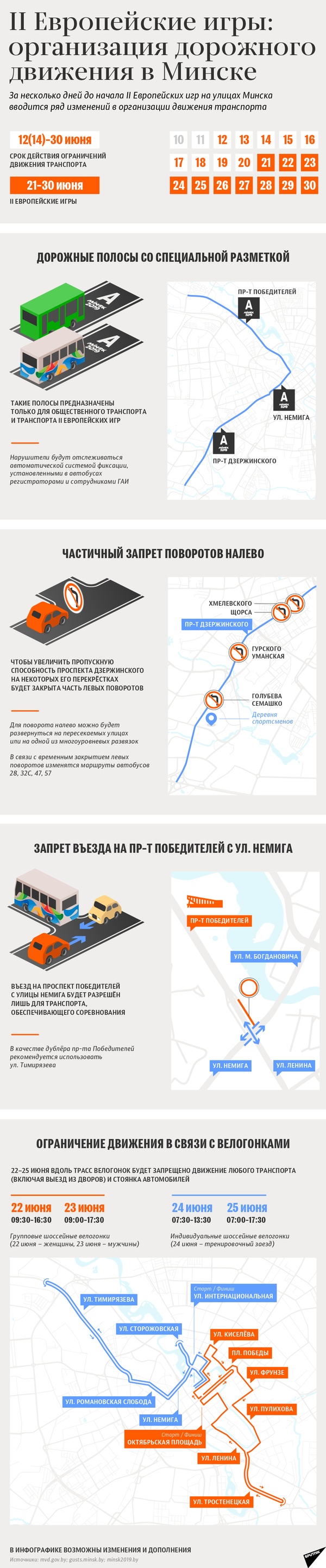 Организация дорожного движения в Минске во время II Европейских игр | Инфографика sputnik.by - Sputnik Беларусь