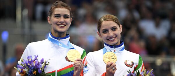 Белорусские батутисты Мария Махаринская и Анна Гончарова - Sputnik Беларусь