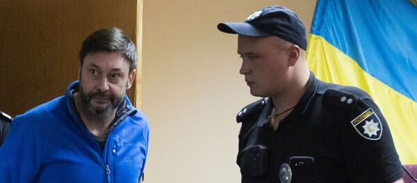 Руководитель портала РИА Новости Украина Кирилл Вышинский на заседании Подольского районного суда Киева.  - Sputnik Беларусь