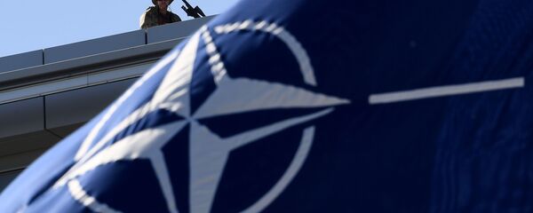 Солдат НАТО на фоне флага, архивное фото - Sputnik Беларусь