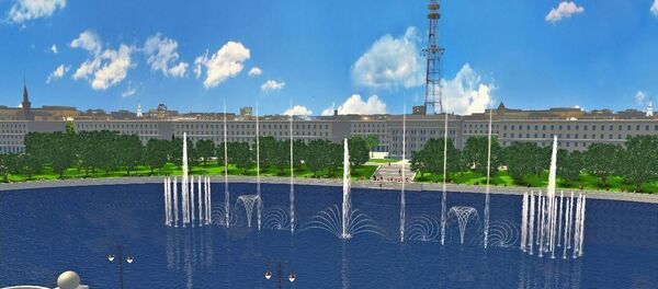 Мультимедийный светомузыкальный фонтан, подаренный Минску Сбербанком Мультимедийный светомузыкальный фонтан, подаренный Минску Сбербанком - Sputnik Беларусь