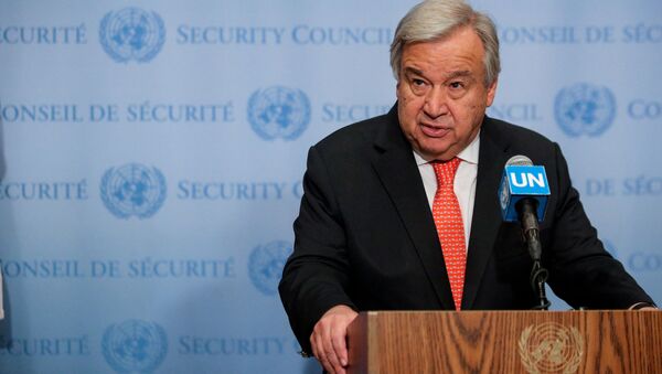 Генеральный секретарь ООН Антонио Гутерриш выступает с речью на заседании Совета Безопасности в штаб-квартире ООН в Нью-Йорке - Sputnik Беларусь