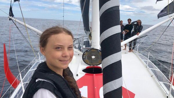 16-летняя эко-активистка Грета Тунберг на яхте Malizia II - Sputnik Беларусь
