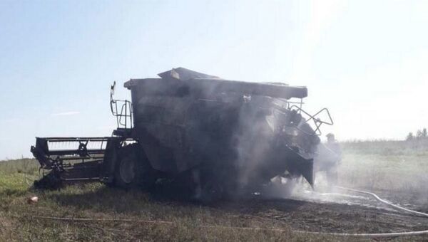 В Чашникском районе в поле загорелся зерноуборочный комбайн - Sputnik Беларусь