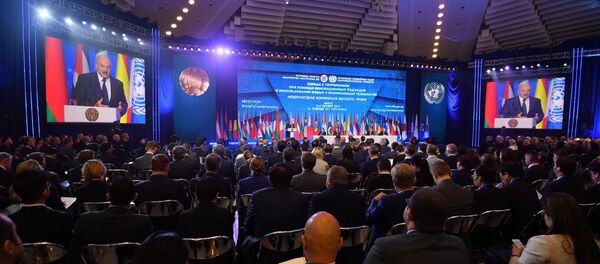 Александр Лукашенко выступает на Международной конференции по борьбе с терроризмом  - Sputnik Беларусь