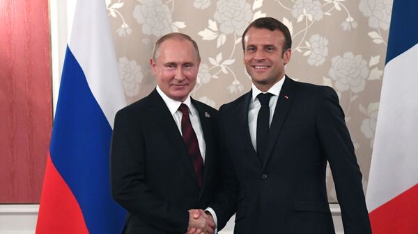  Президент РФ Владимир Путин и президент Франции Эммануэль Макрон - Sputnik Беларусь