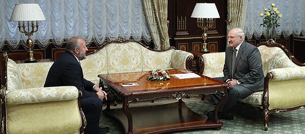 Президент Беларуси Александр Лукашенко 7 октября на встрече с экс-президентом Грузии Георгием Маргвелашвили - Sputnik Беларусь