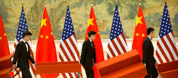 Американско-китайские флаги перед саммитом, архивное фото - Sputnik Беларусь
