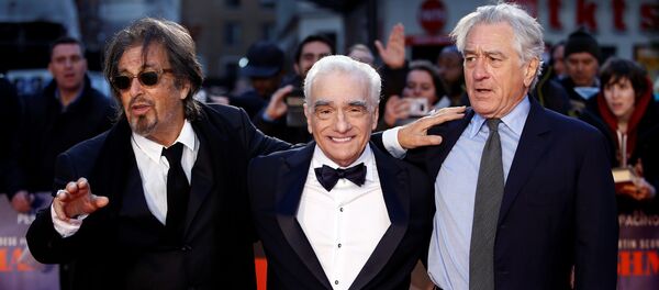 Режиссер Мартин Скорсезе (в центре) и актеры Аль Пачино, Роберт ДеНиро - Sputnik Беларусь