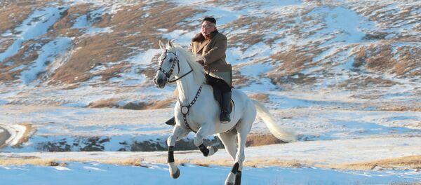 Ким Чен Ын скачет на коне на священной горе Пэкту - Sputnik Беларусь