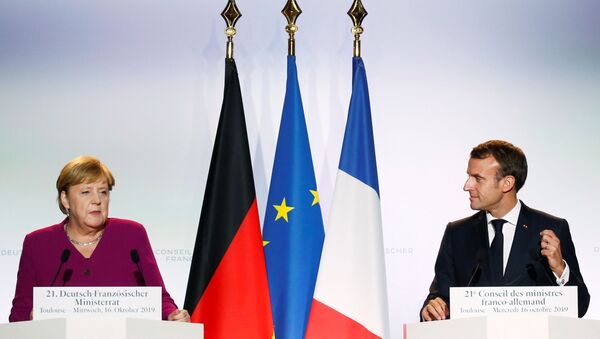 Канцлер Германии Ангела Меркель и президент Франции Эммануэль Макрон - Sputnik Беларусь