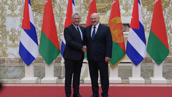 Президент Беларуси Александр Лукашенко с президентом Кубы Мигелем Диас-Канелем - Sputnik Беларусь