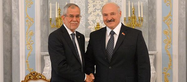 Прэзідэнт Беларусі Аляксандр Лукашэнка і прэзідэнт Аўстрыі Аляксандр Ван дэр Бэлен Прэзідэнт Беларусі Аляксандр Лукашэнка і прэзідэнт Аўстрыі Аляксандр Ван дэр Бэлен - Sputnik Беларусь