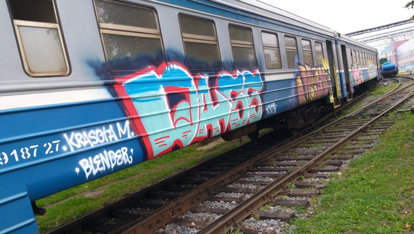 Испорченный граффити вагон на станции Орша-Центральная - Sputnik Беларусь