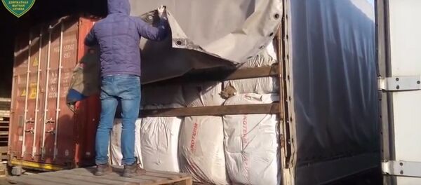 Плиты превращаются... Как в фуре спрятали 21 тонну груш - видео - Sputnik Беларусь