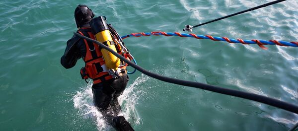 Водолаз спрыгивает в воду, архивное фото Водолаз спрыгивает в воду, архивное фото - Sputnik Беларусь