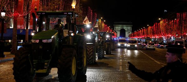 Демонстрацию на тракторах устроили французские фермеры в центре Парижа - Sputnik Беларусь