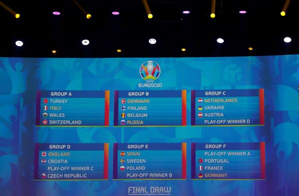 Жеребьевка чемпионата Европы по футболу-2020 состоялась в Бухаресте Жеребьевка чемпионата Европы по футболу-2020 состоялась в Бухаресте - Sputnik Беларусь