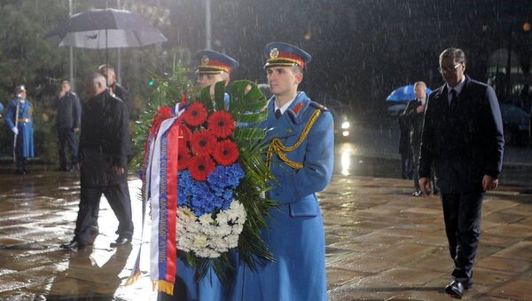 Лукашенко и Вучич возложили венки к монументу освободителям Белграда - Sputnik Беларусь