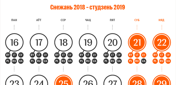 Каляндар непрацоўных дзен на Каляды і Новы год 2019/20 у Беларусі і суседніх краінах - Sputnik Беларусь