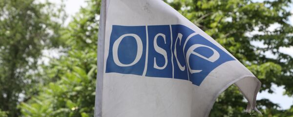 Сцяг з сімволікай АБСЕ Сцяг з сімволікай АБСЕ - Sputnik Беларусь
