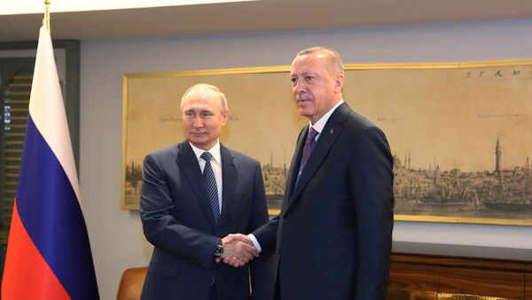 Президент Турции Тайип Эрдоган и президент РФ Владимир Путин в Стамбуле - Sputnik Беларусь