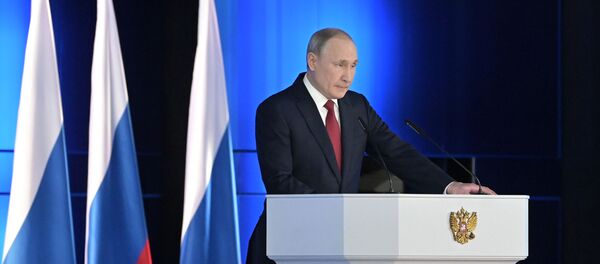 Президент России Владимир Путин выступает с ежегодным посланием Федеральному собранию - Sputnik Беларусь