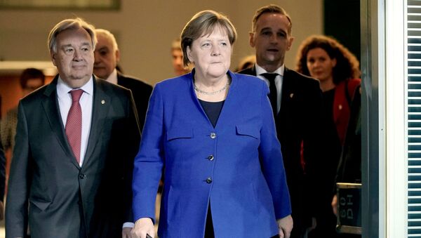 Канцлер Германии Ангела Меркель и Генеральный секретарь ООН Антониу Гутерриш - Sputnik Беларусь