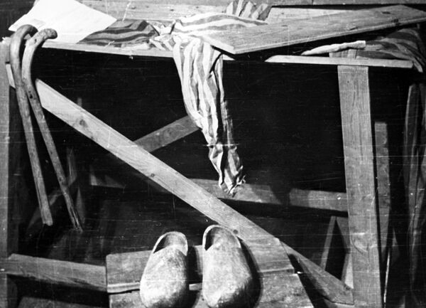 Скамья для экзекуций в лагере Освенцим. Известно, что часть узников, в основном близнецы и карлики, отправлялись на различные медицинские эксперименты, в частности к доктору Йозефу Менгеле, известному под прозвищем ангел смерти. - Sputnik Беларусь