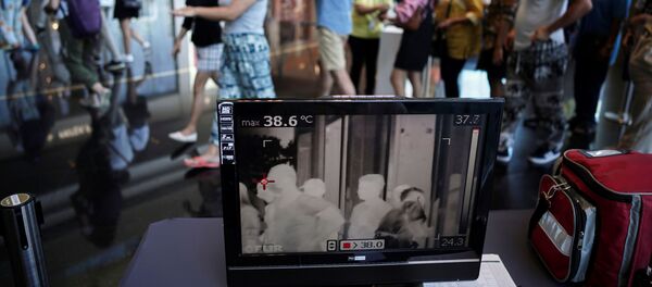 Измерение температуры на входе в магазин в Китае - Sputnik Беларусь