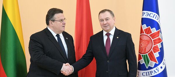 Міністры замежных спраў Беларусі і Літвы Уладзімір Макей і Лінас Лінкявічус Міністры замежных спраў Беларусі і Літвы Уладзімір Макей і Лінас Лінкявічус - Sputnik Беларусь