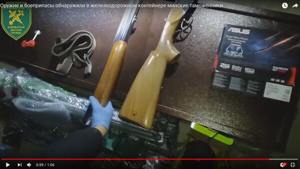 Таможенники нашли ружье и патроны в транзитном контейнере - видео - Sputnik Беларусь