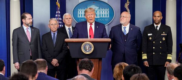 Дональд Трамп во время пресс-конференции по коронавирусу - Sputnik Беларусь