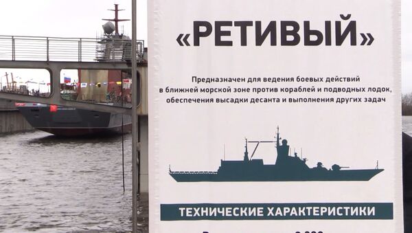 Гроза подлодок: корвет Ретивый спустили на воду в Петербурге - видео - Sputnik Беларусь