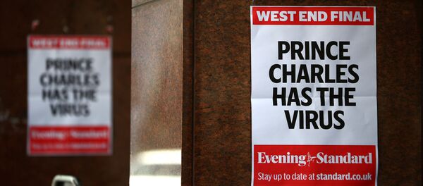 Плакаты с надписью У принца Чарльза вирус - Sputnik Беларусь