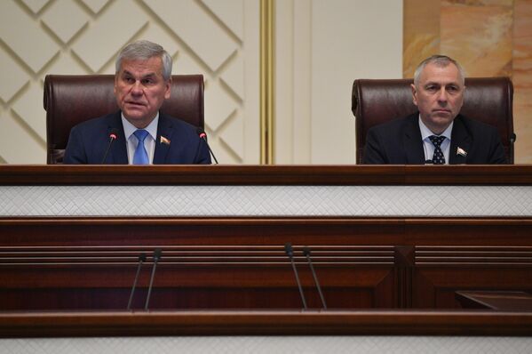 Председатель Палаты представителей Национального собрания Владимир Андрейченко и его заместитель Валерий Мицкевич - Sputnik Беларусь