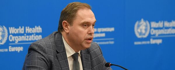 Министр здравоохранения Беларуси Владимир Караник на брифинге миссии ВОЗ - Sputnik Беларусь