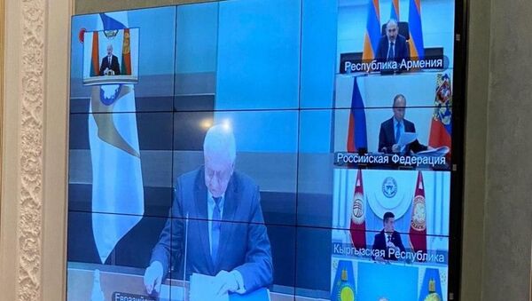 Рабочая встреча членов Высшего Евразийского экономического совета проходит в формате видеоконференции - Sputnik Беларусь